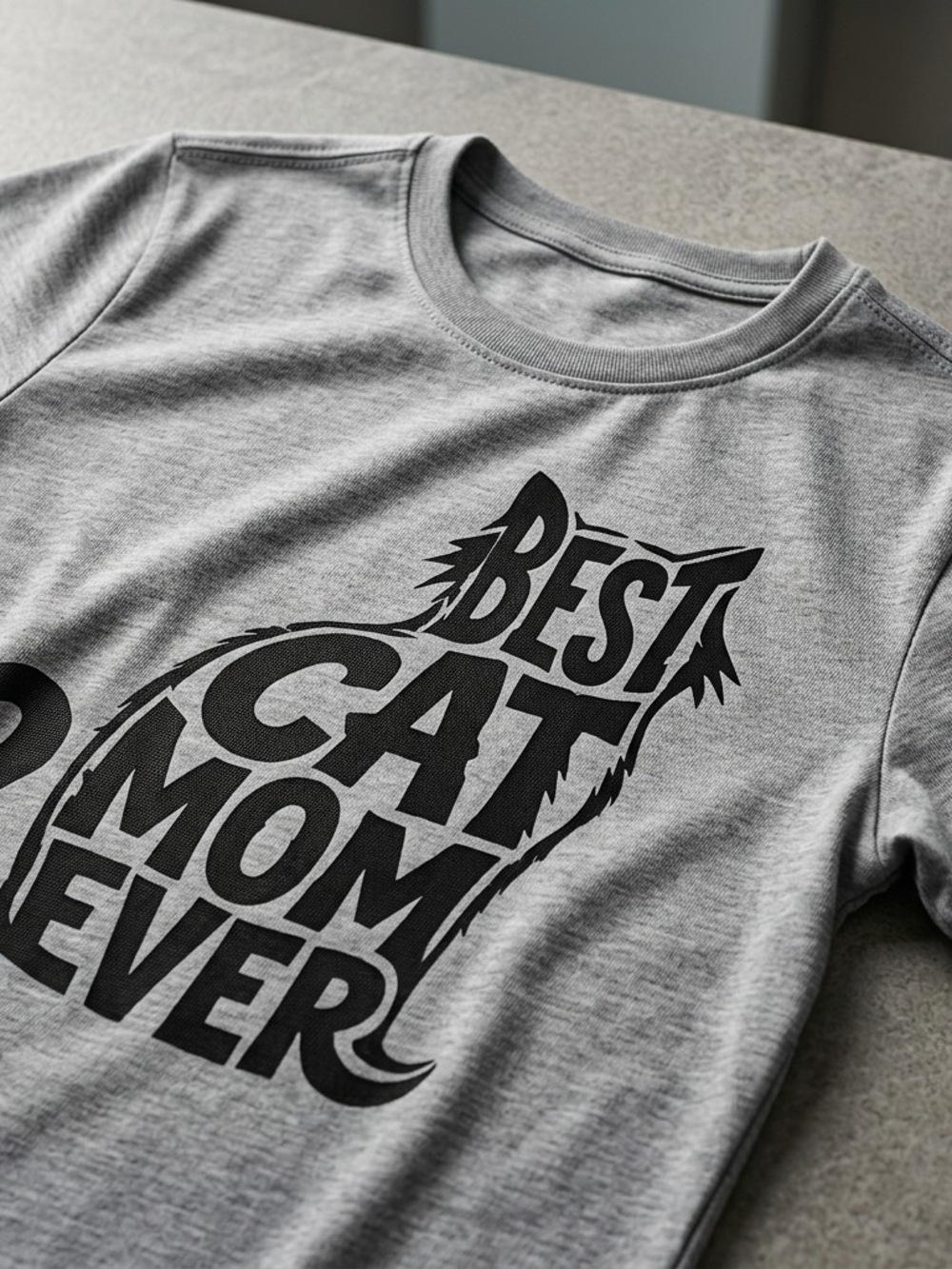 Best Cat Mom Ever Graphic Tee - Gray